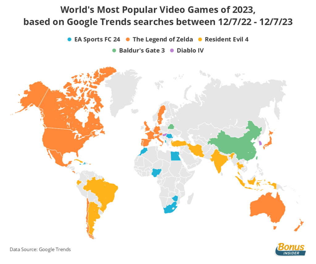 worlds most popular video games map