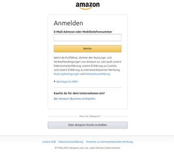 site de login da amazon falso